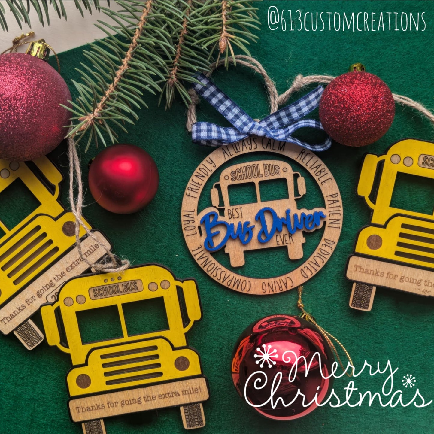 Round teacher or bus driver ornament