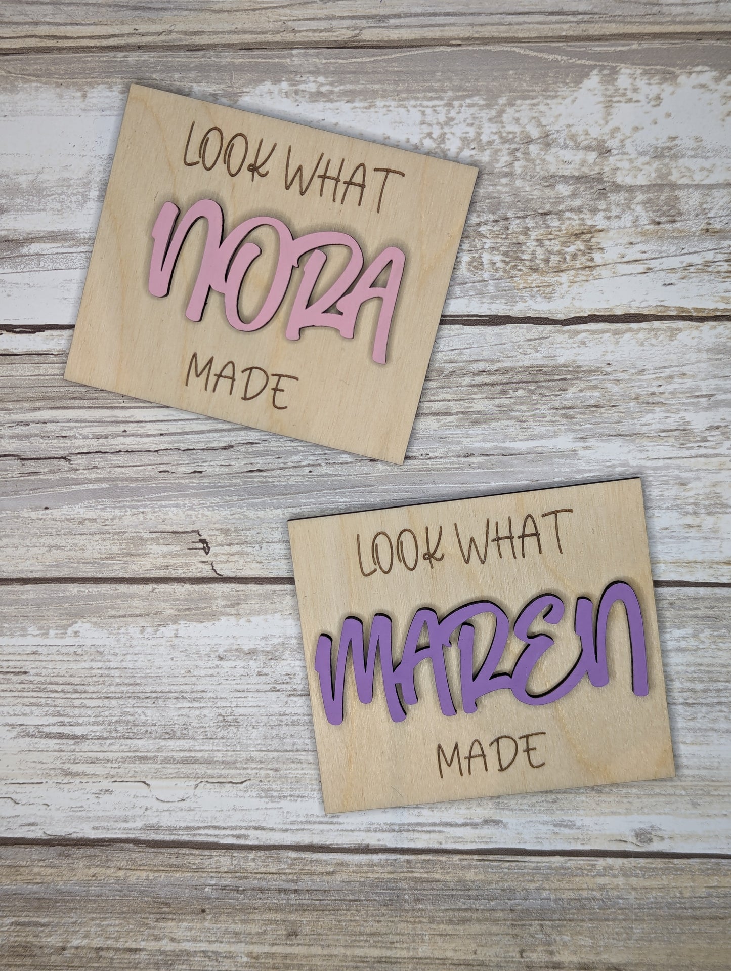 Custom "Look what ____ made" artwork display fridge magnets