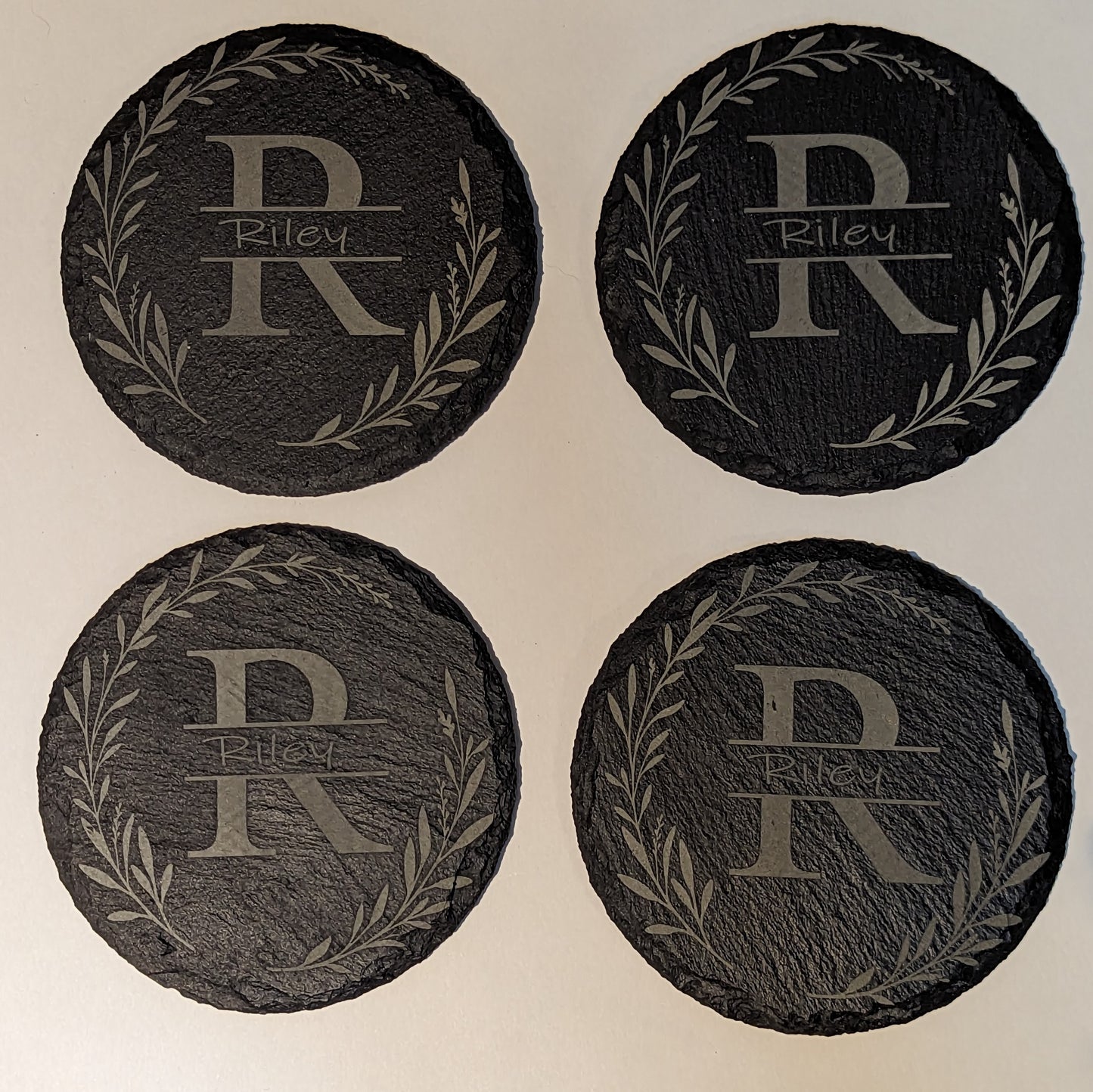 Customizable monogram coasters